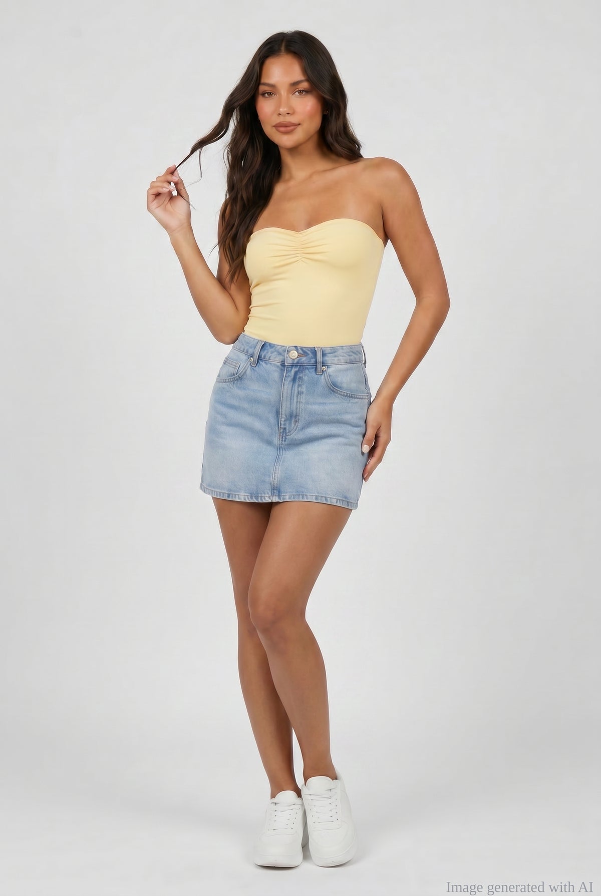 Alt View 2. Contour Tube Bodysuit - Yellow Front Full Body - Yellow
