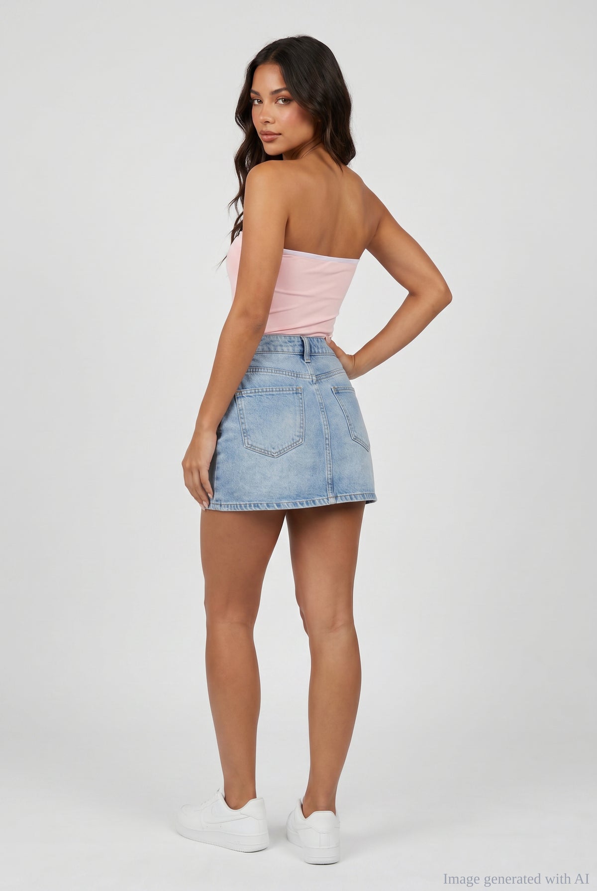 Alt View 3. Contour Tube Bodysuit - Black Back Full Body - Light Pink