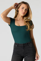 Contour Ribbed Square Neck Short Sleeve Bodysuit