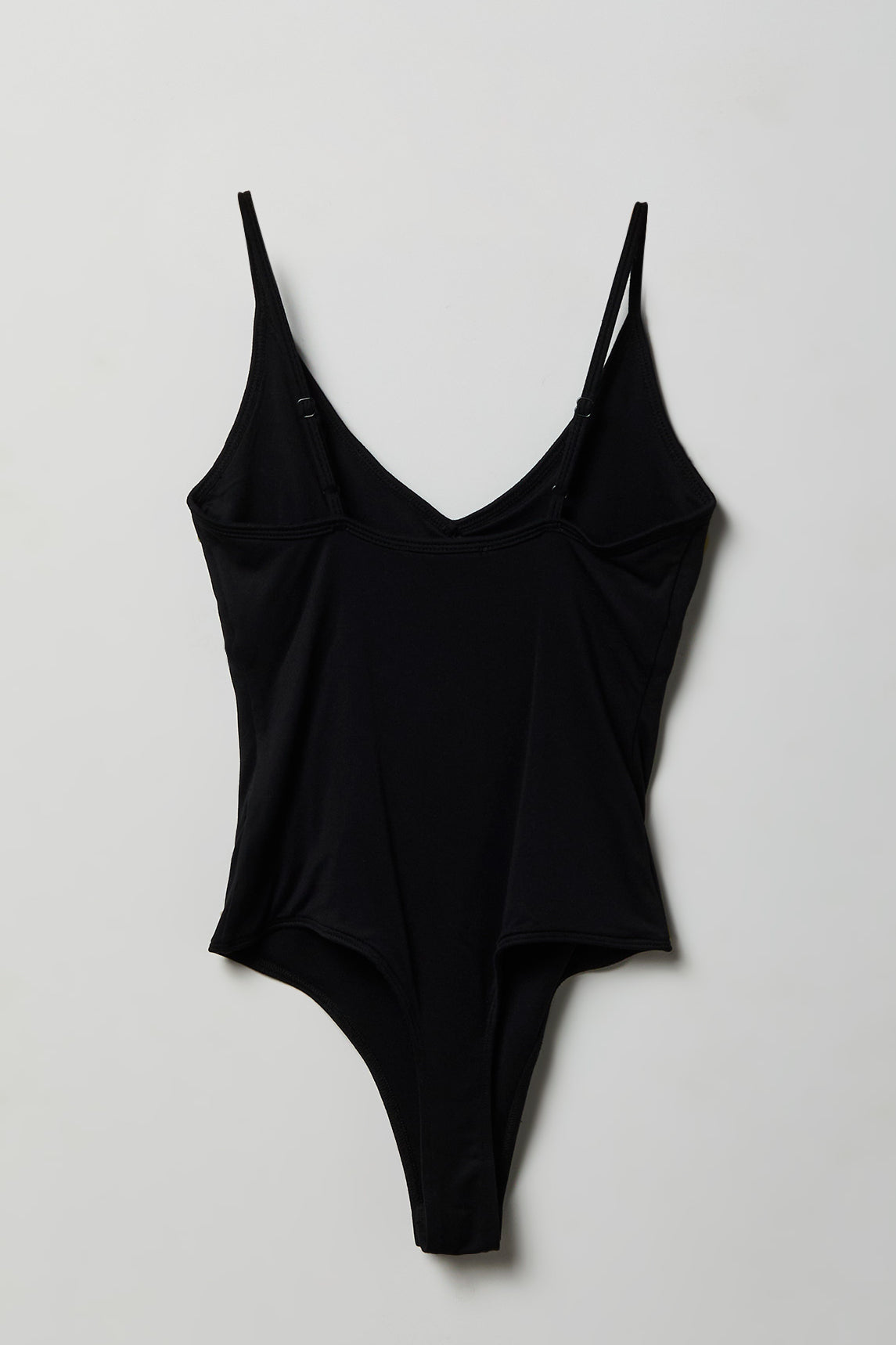 Alt View 2. Luxe Heavy Contour Braless V-Neck Bodysuit - Black