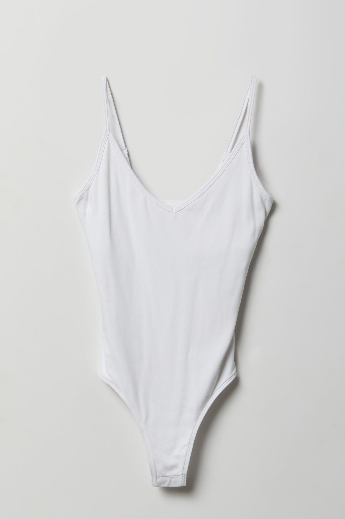 Luxe Heavy Contour Braless V-Neck Bodysuit - White