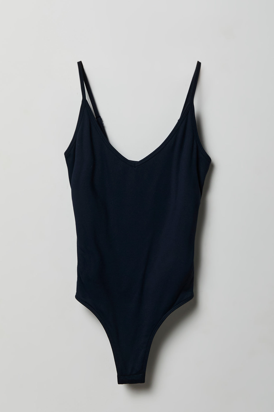 Luxe Heavy Contour Braless V-Neck Bodysuit - Navy