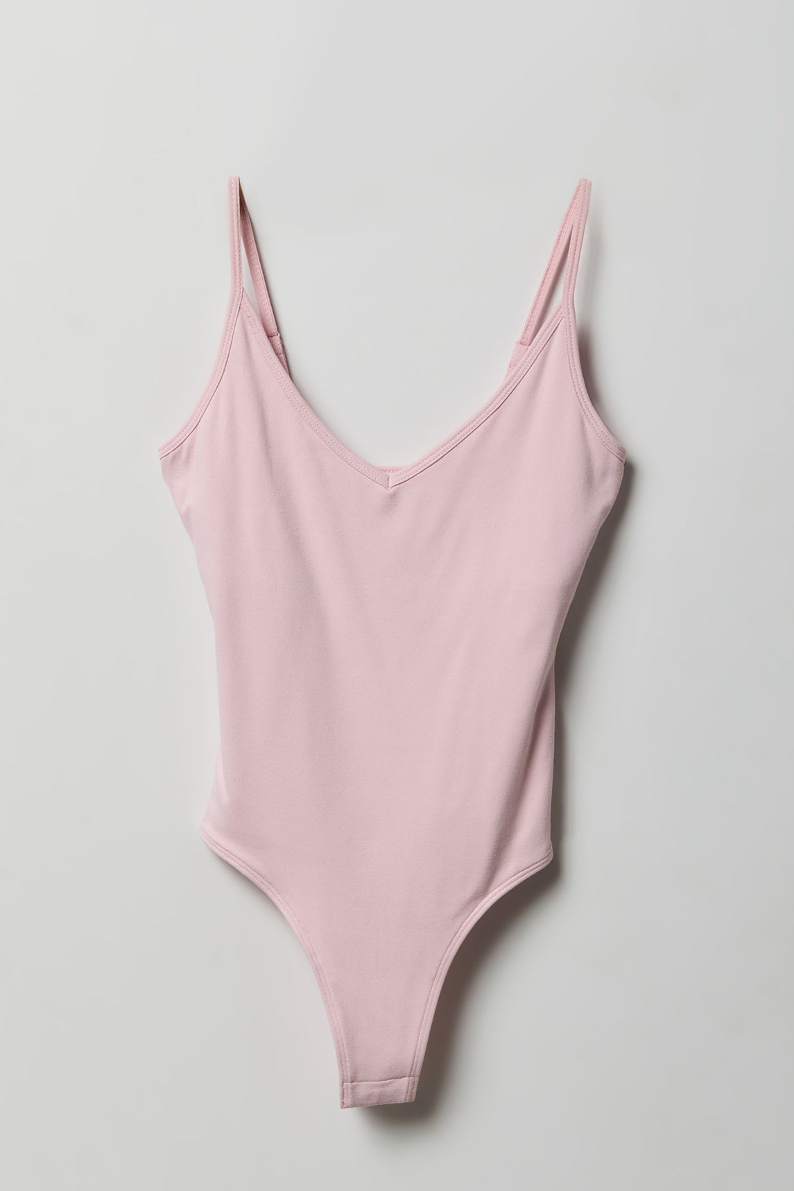 Luxe Heavy Contour Braless V-Neck Bodysuit - Light Pink