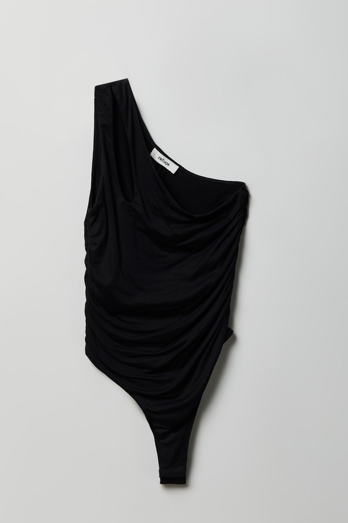 Luxe Heavy Contour One Shoulder Bodysuit - Black