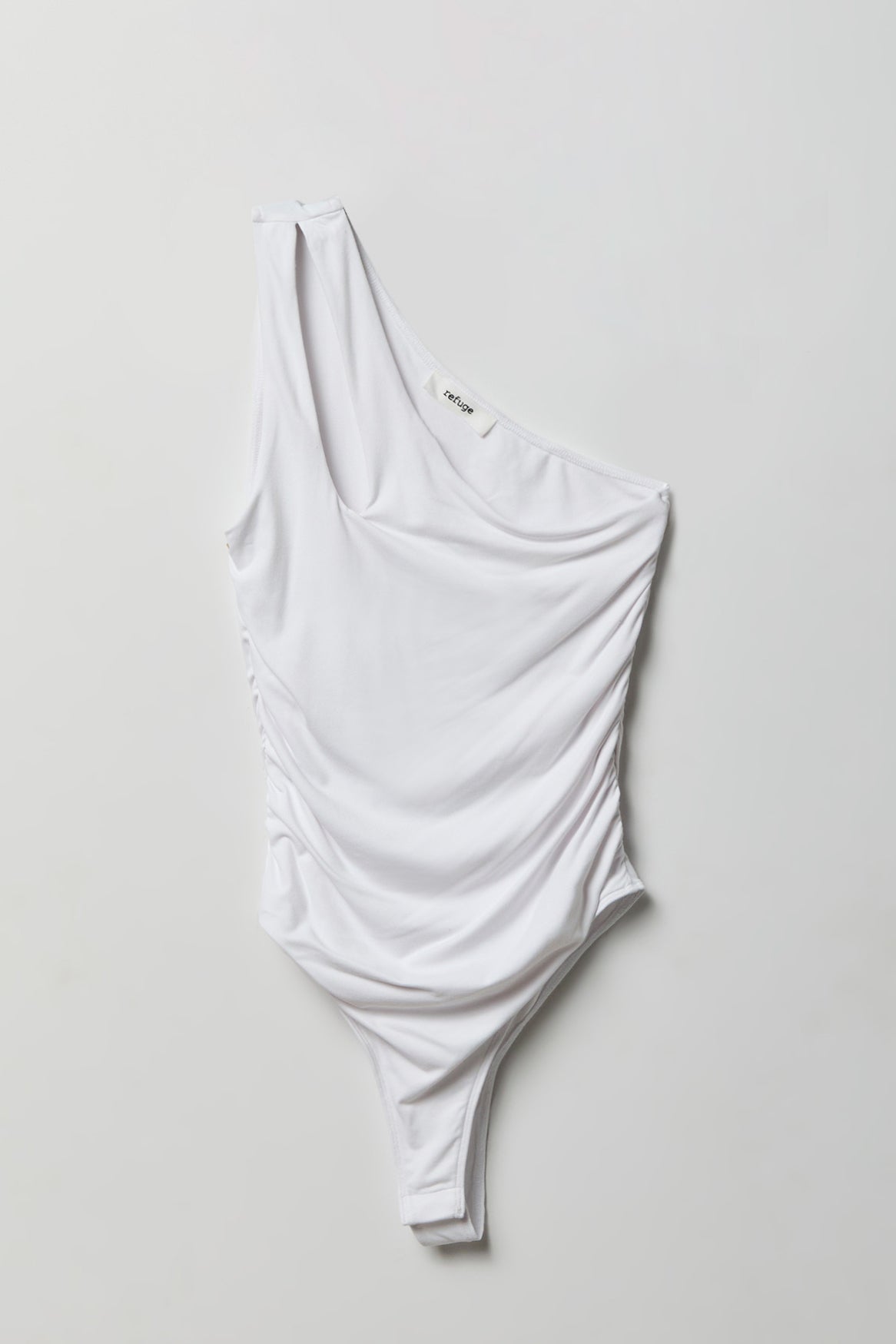 Luxe Heavy Contour One Shoulder Bodysuit - White