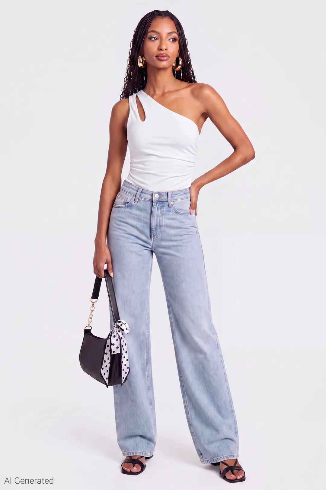 Alt View 2. Luxe Heavy Contour One Shoulder Bodysuit - White