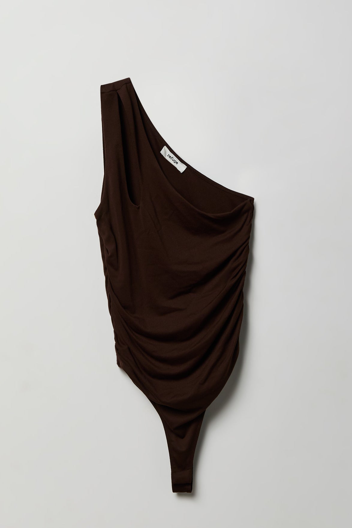 Luxe Heavy Contour One Shoulder Bodysuit - Brown