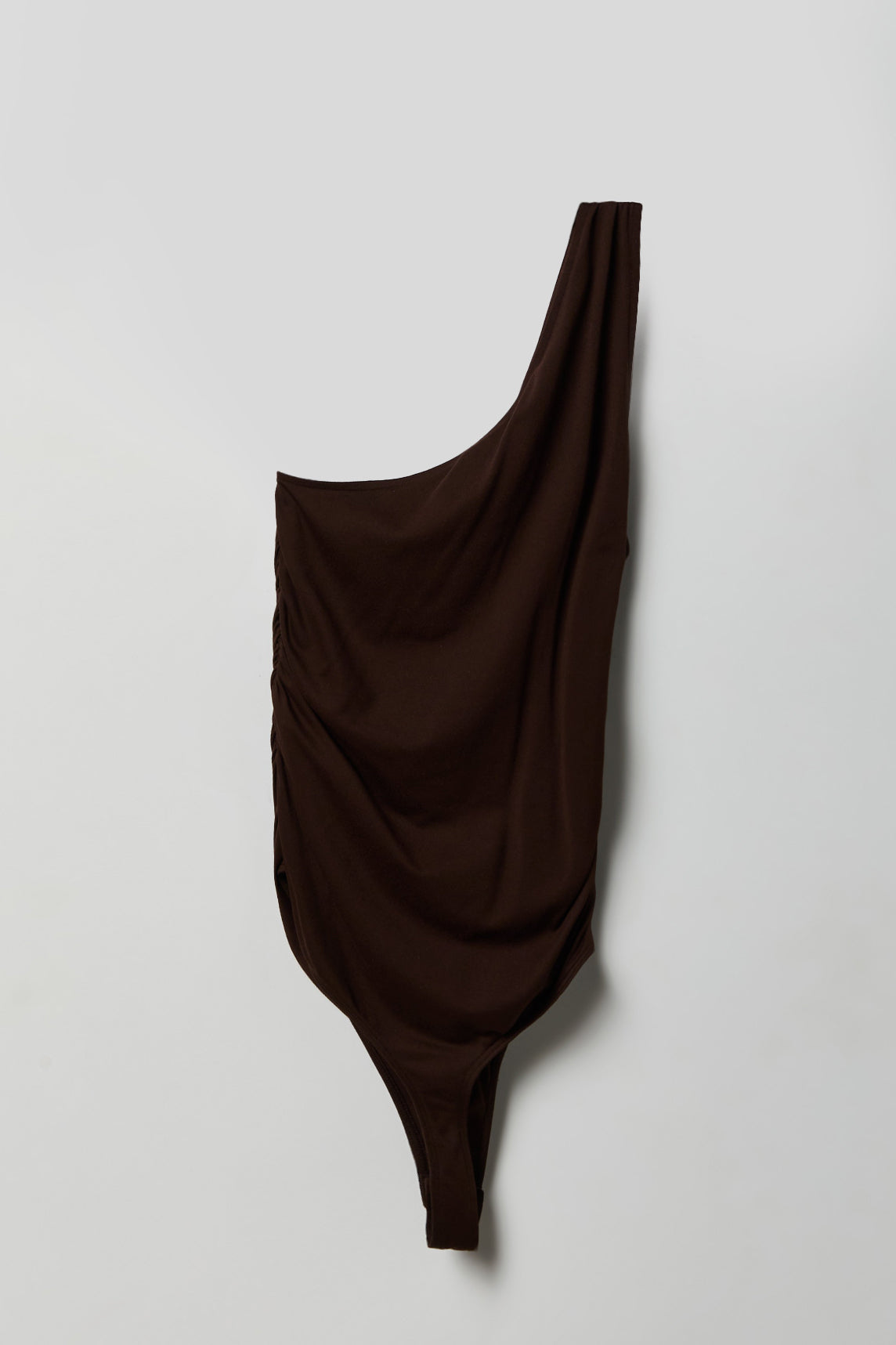 Alt View 2. Luxe Heavy Contour One Shoulder Bodysuit - Brown