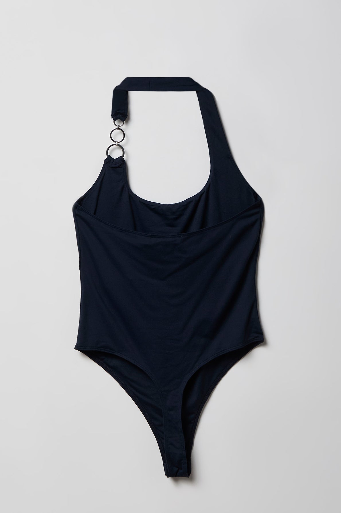 Alt View 2. Luxe Heavy Contour O-Ring Halter Bodysuit - Navy