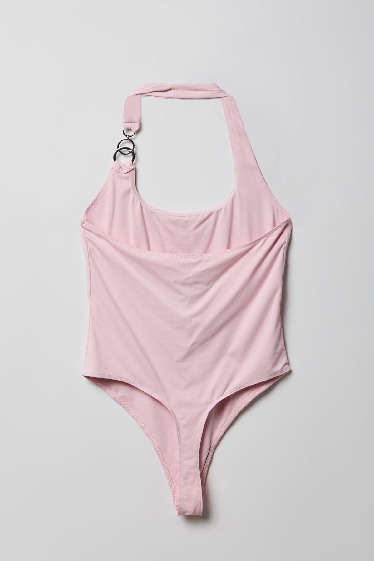 Alt View 2. Luxe Heavy Contour O-Ring Halter Bodysuit - Light Pink