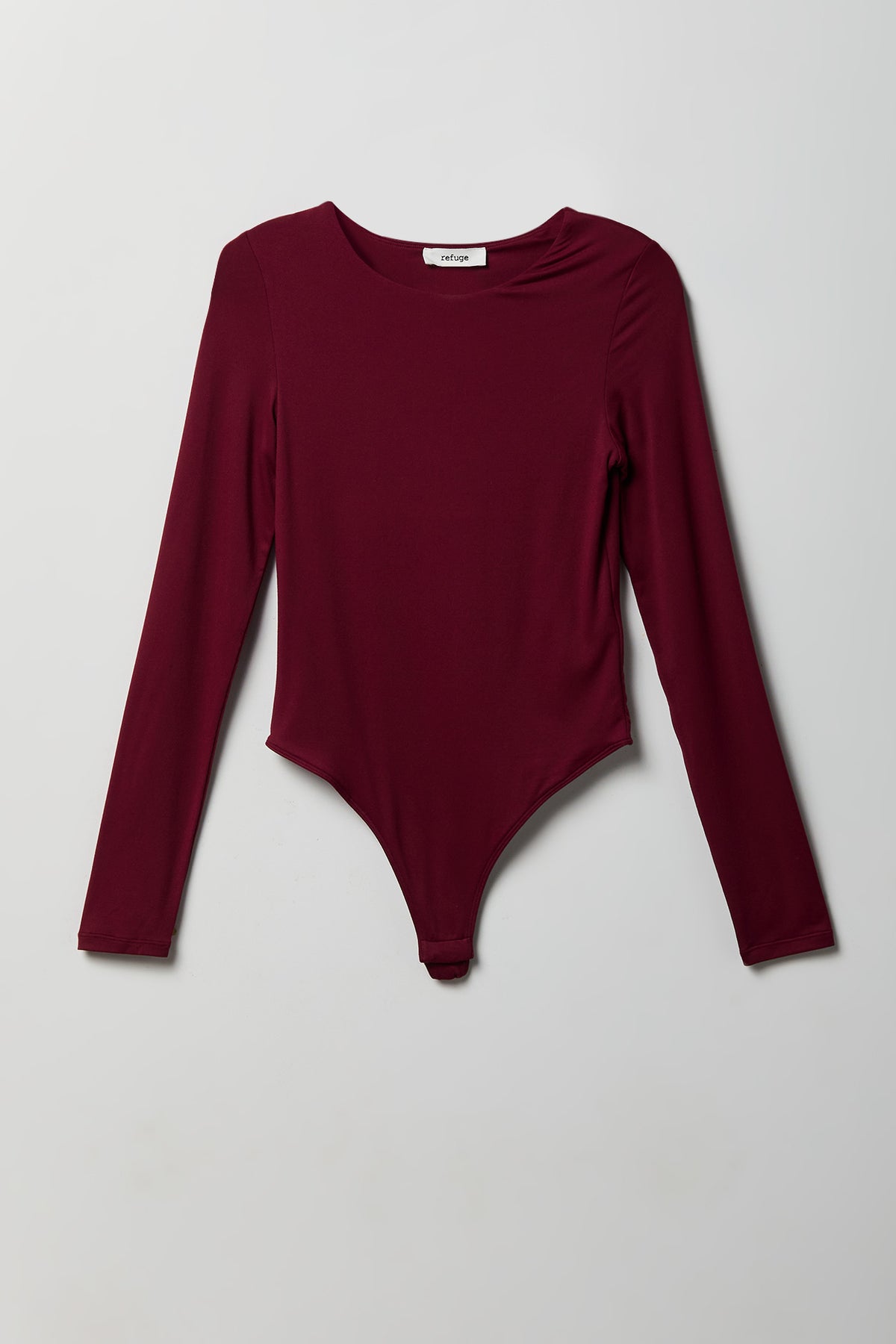 Luxe Heavy Contour Long Sleeve Bodysuit - Burgundy