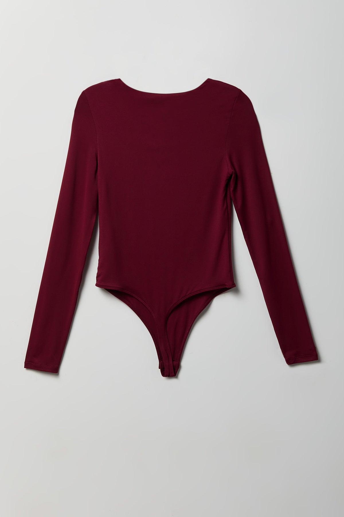 Alt View 2. Luxe Heavy Contour Long Sleeve Bodysuit - Burgundy