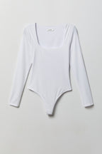 Contour Ribbed Square Neck Long Sleeve Bodysuit