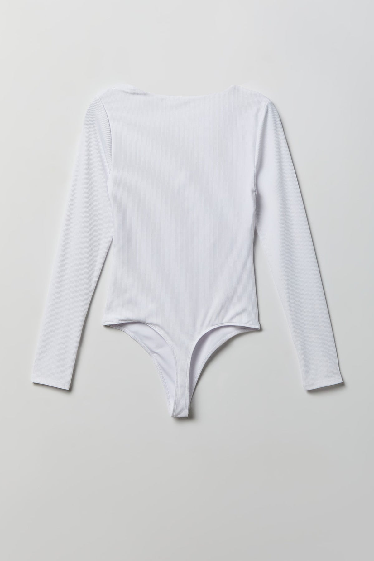 Alt View 2. Contour Ribbed Square Neck Long Sleeve Bodysuit - White