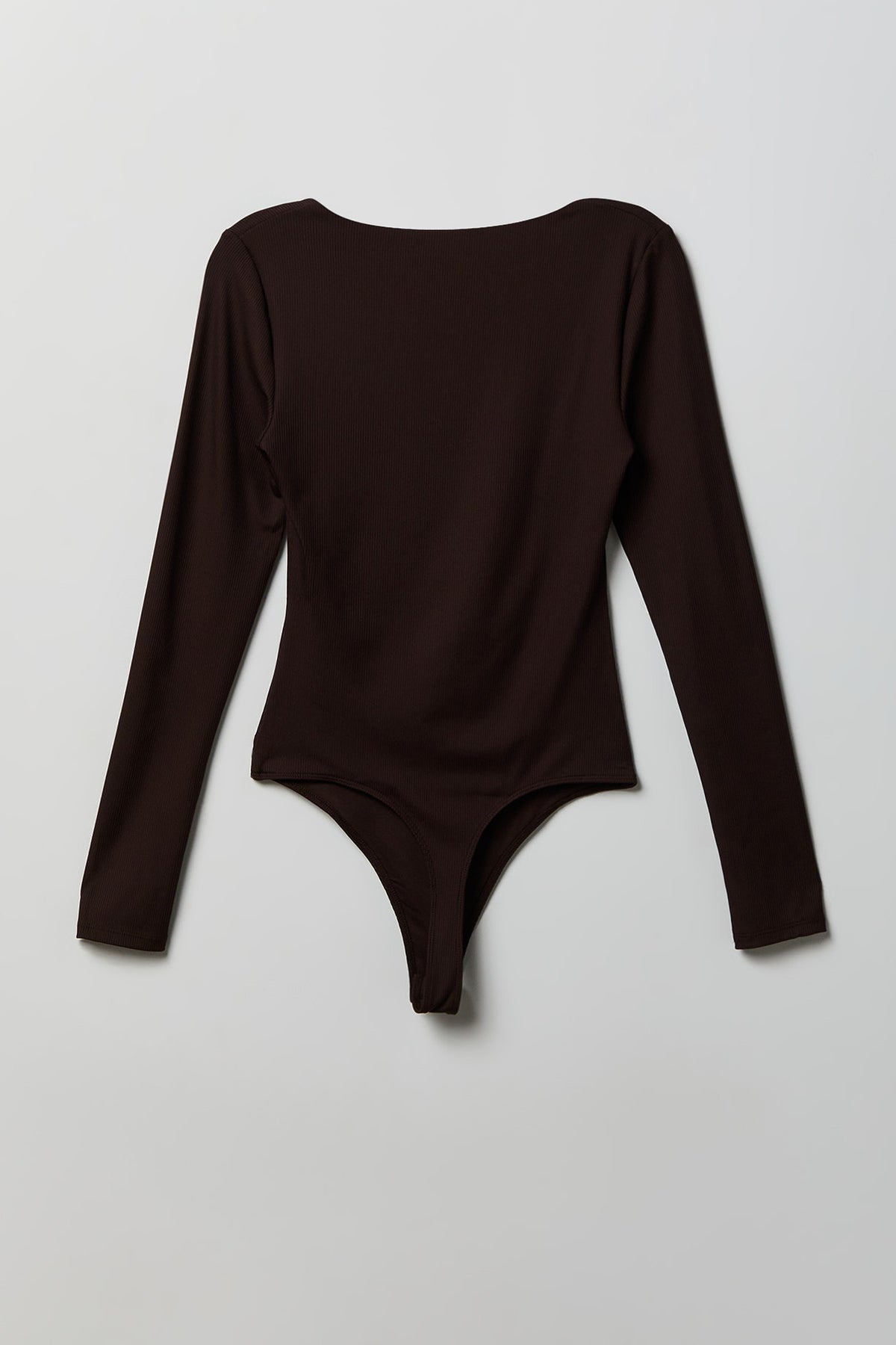 Alt View 2. Contour Ribbed Square Neck Long Sleeve Bodysuit - Brown