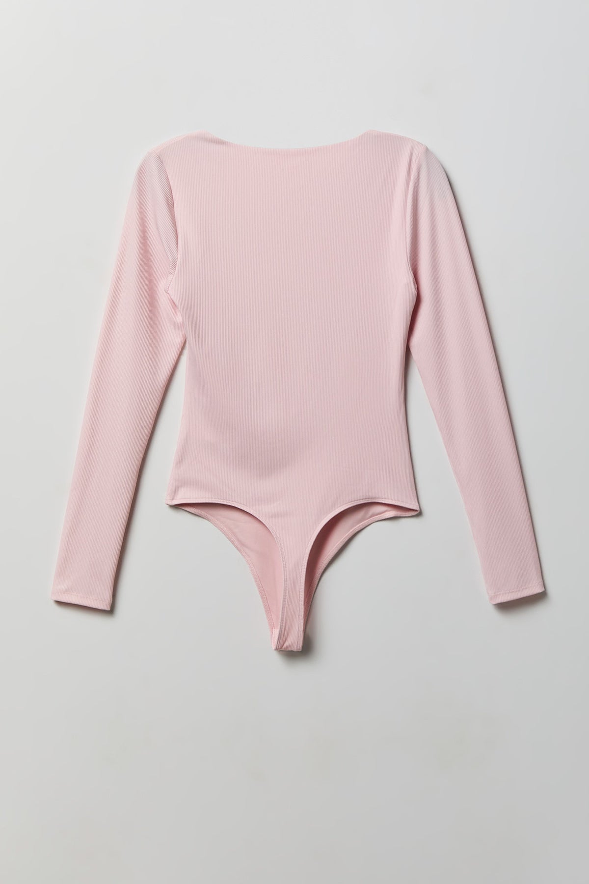 Alt View 2. Contour Ribbed Square Neck Long Sleeve Bodysuit - Light Pink