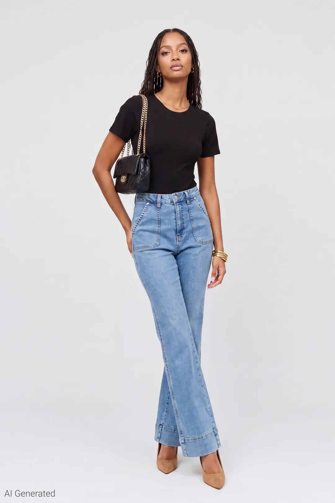 Alt View 2. Contour Ribbed Short Sleeve Bodysuit - Black