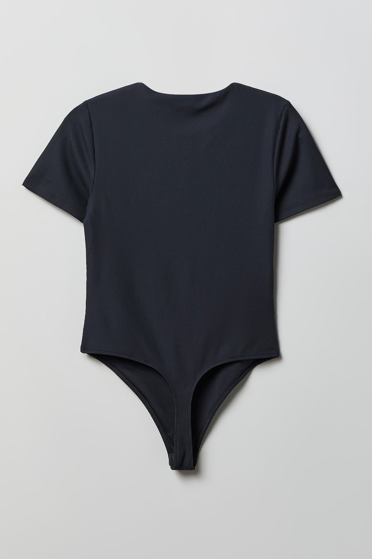 Alt View 2. Contour Ribbed Short Sleeve Bodysuit - Dark Grey