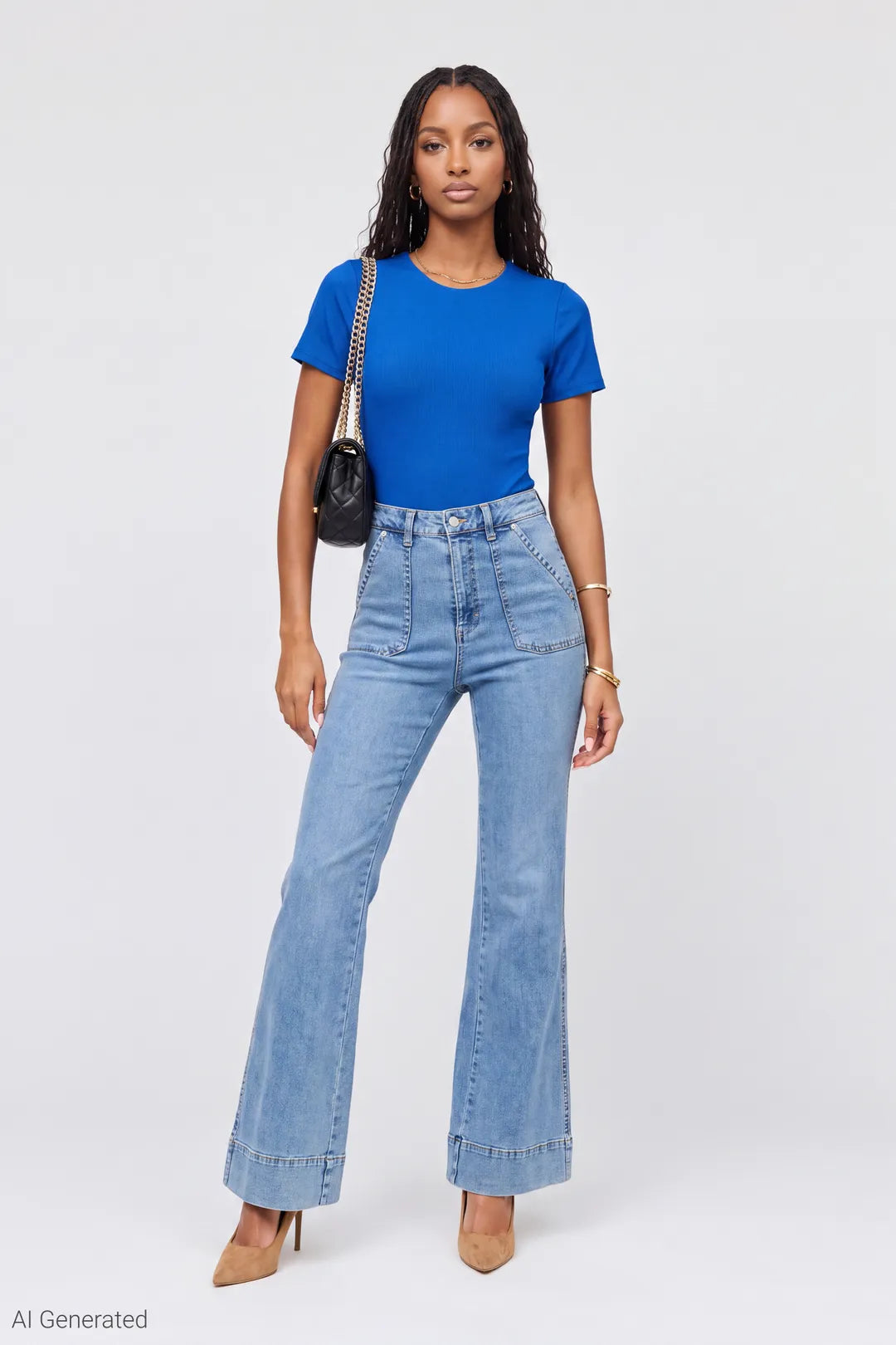 Alt View 2. Contour Ribbed Short Sleeve Bodysuit - Royal Blue
