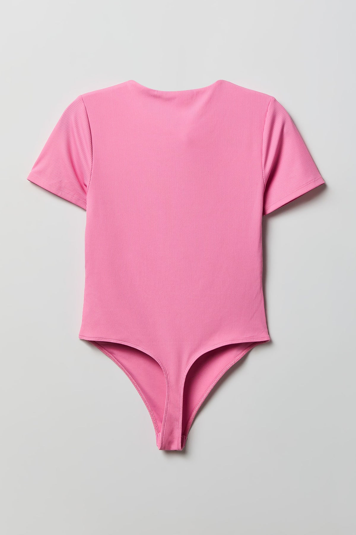 Alt View 2. Contour Ribbed Short Sleeve Bodysuit - Pink