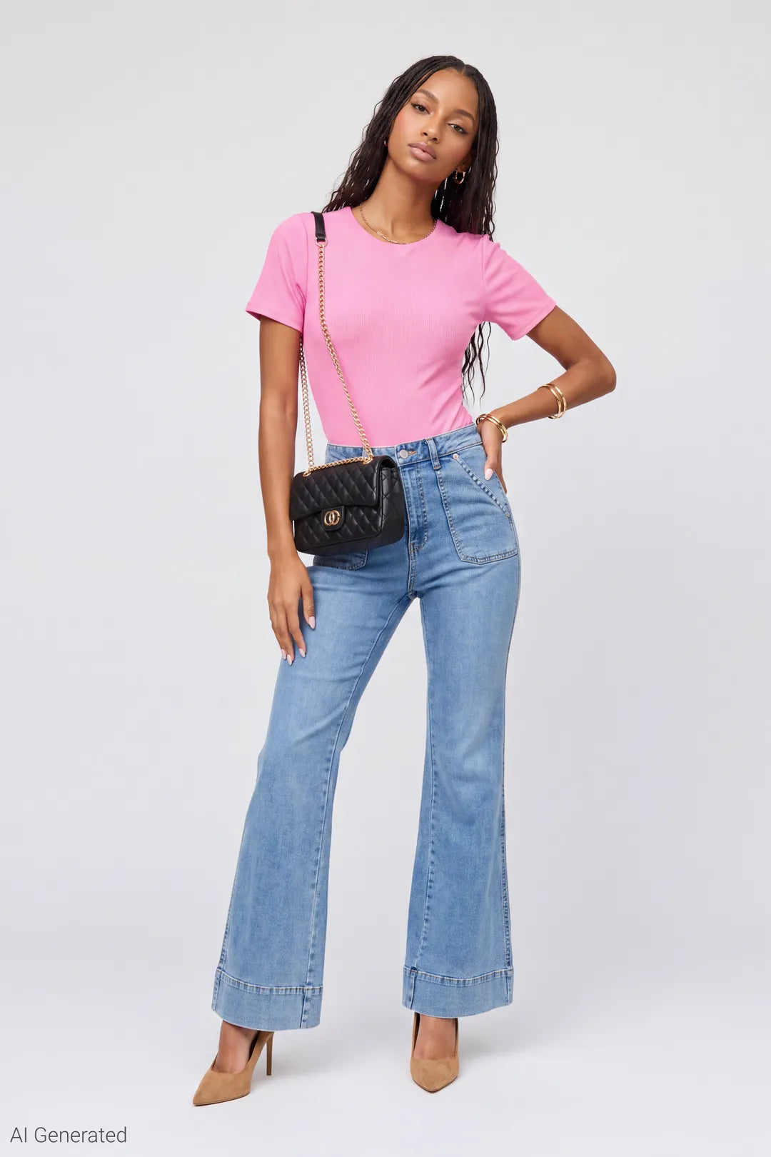 Alt View 2. Contour Ribbed Short Sleeve Bodysuit - Pink