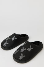 Playboy Rhinestone Faux Fur Slipper