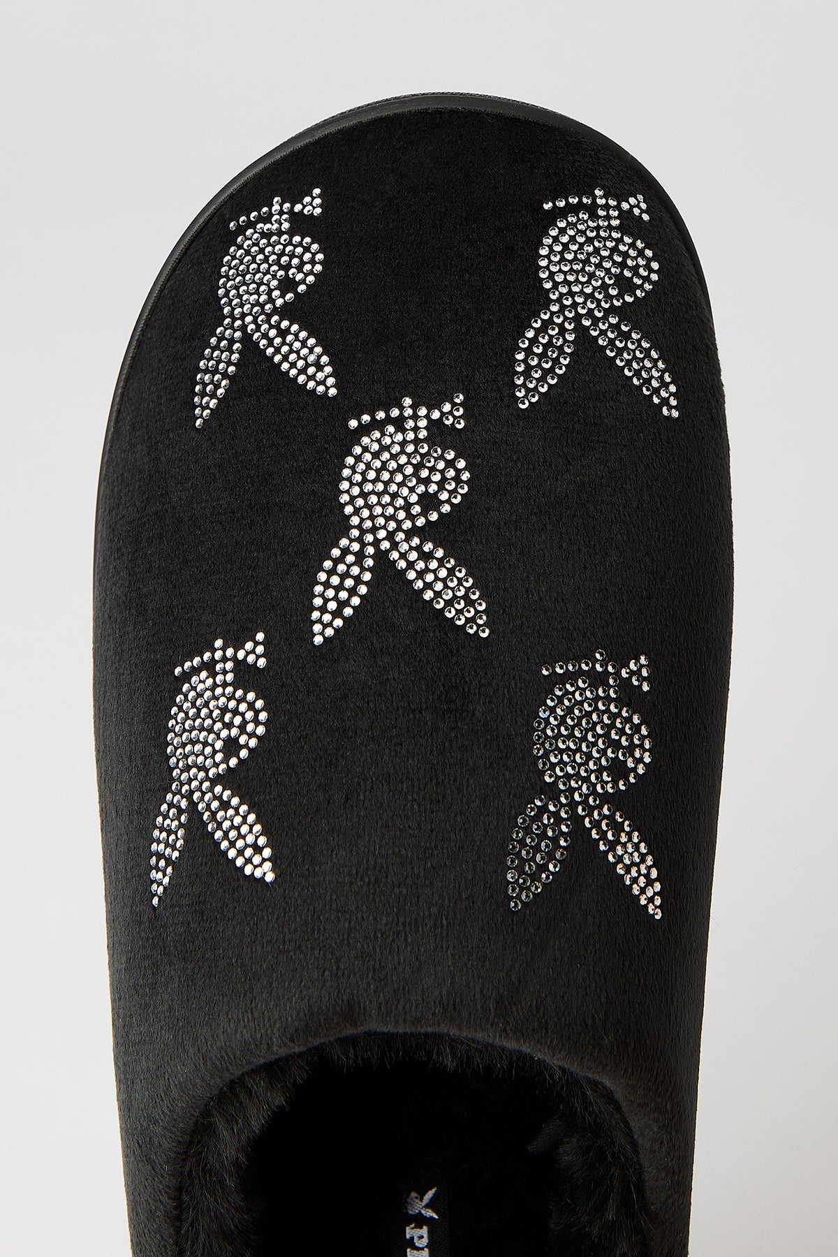 Alt View 3. Playboy Rhinestone Faux Fur Slipper - Black