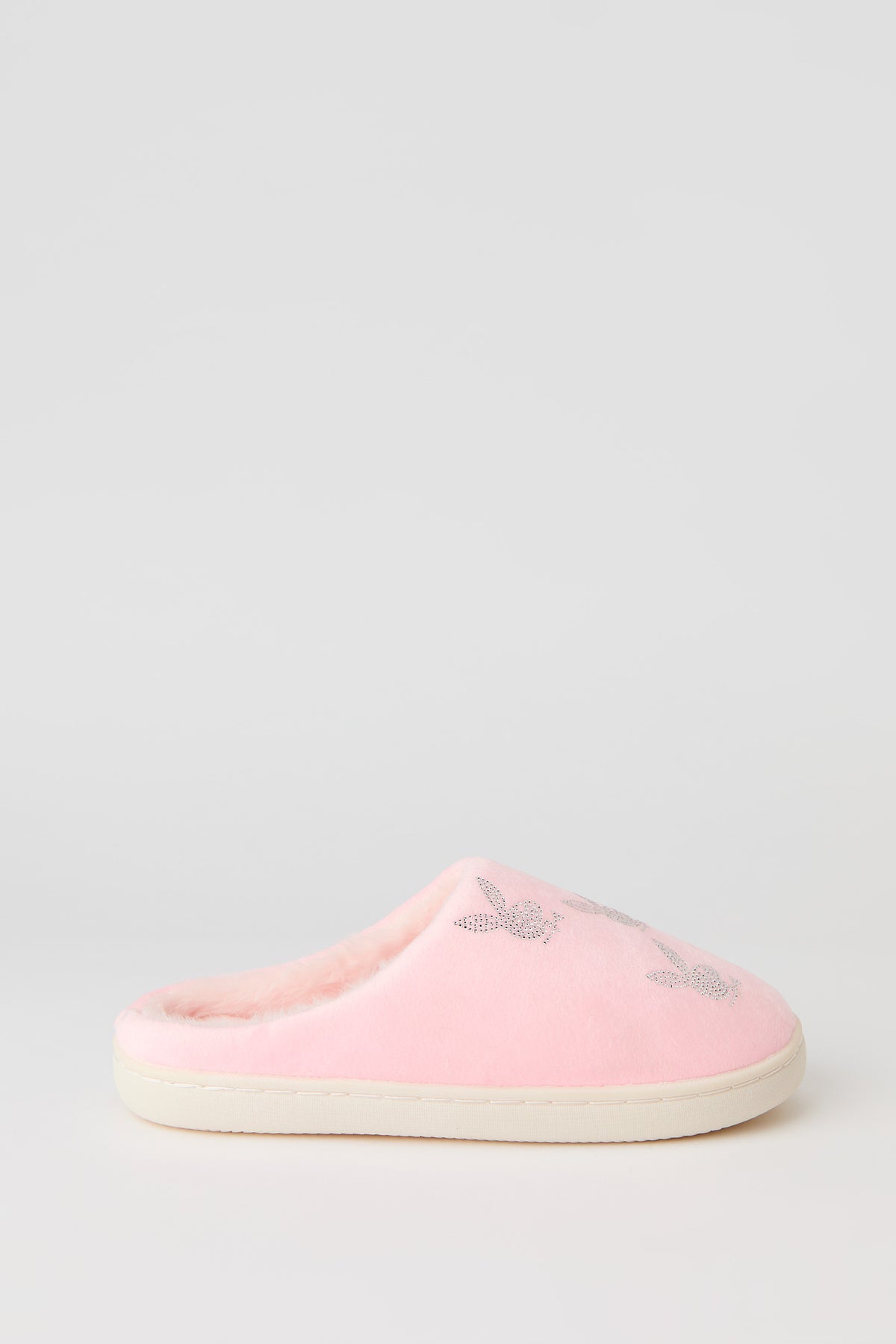 Alt View 2. Playboy Rhinestone Faux Fur Slipper - Pink