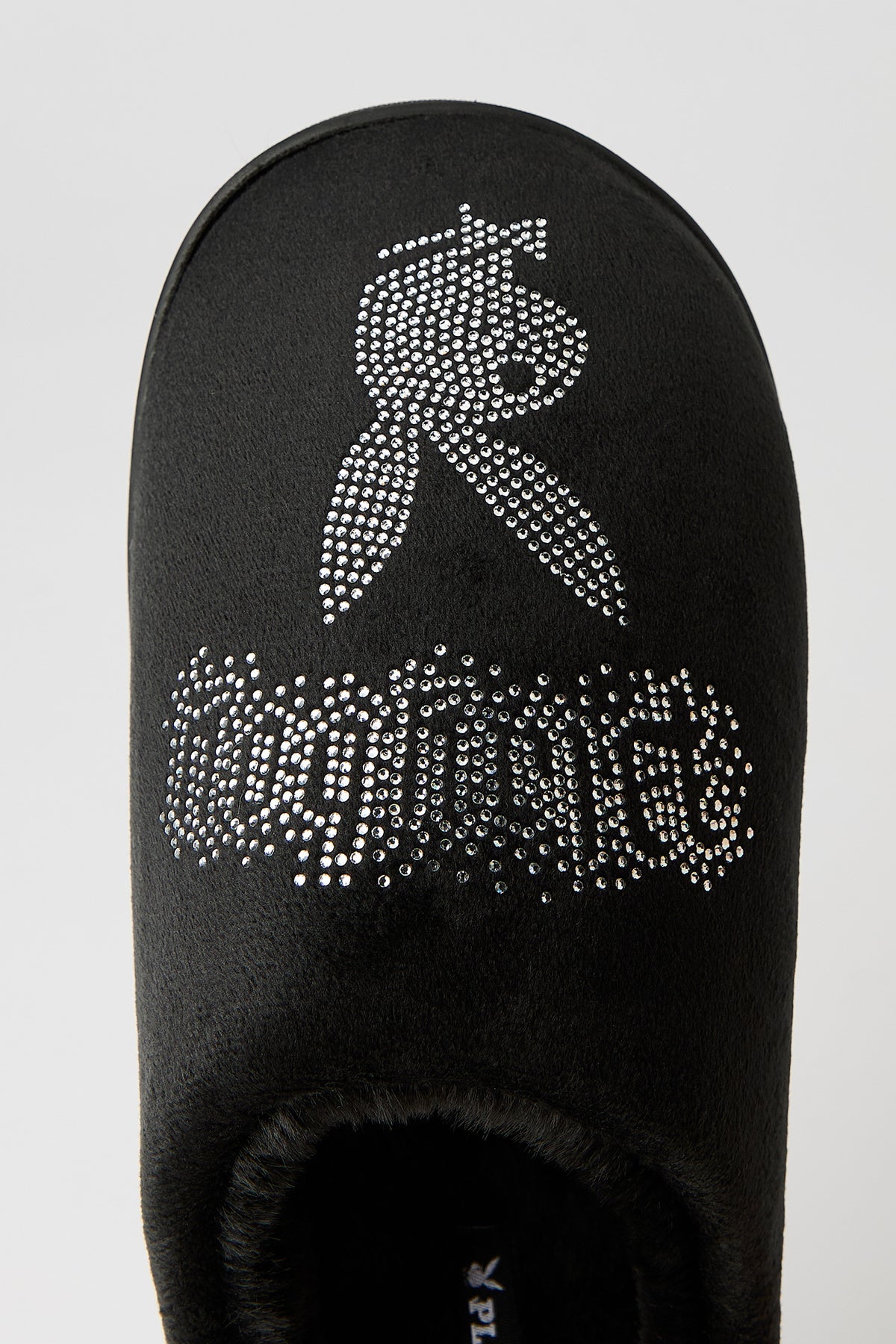 Alt View 2. Playboy Rhinestone Faux Fur Slipper - Black
