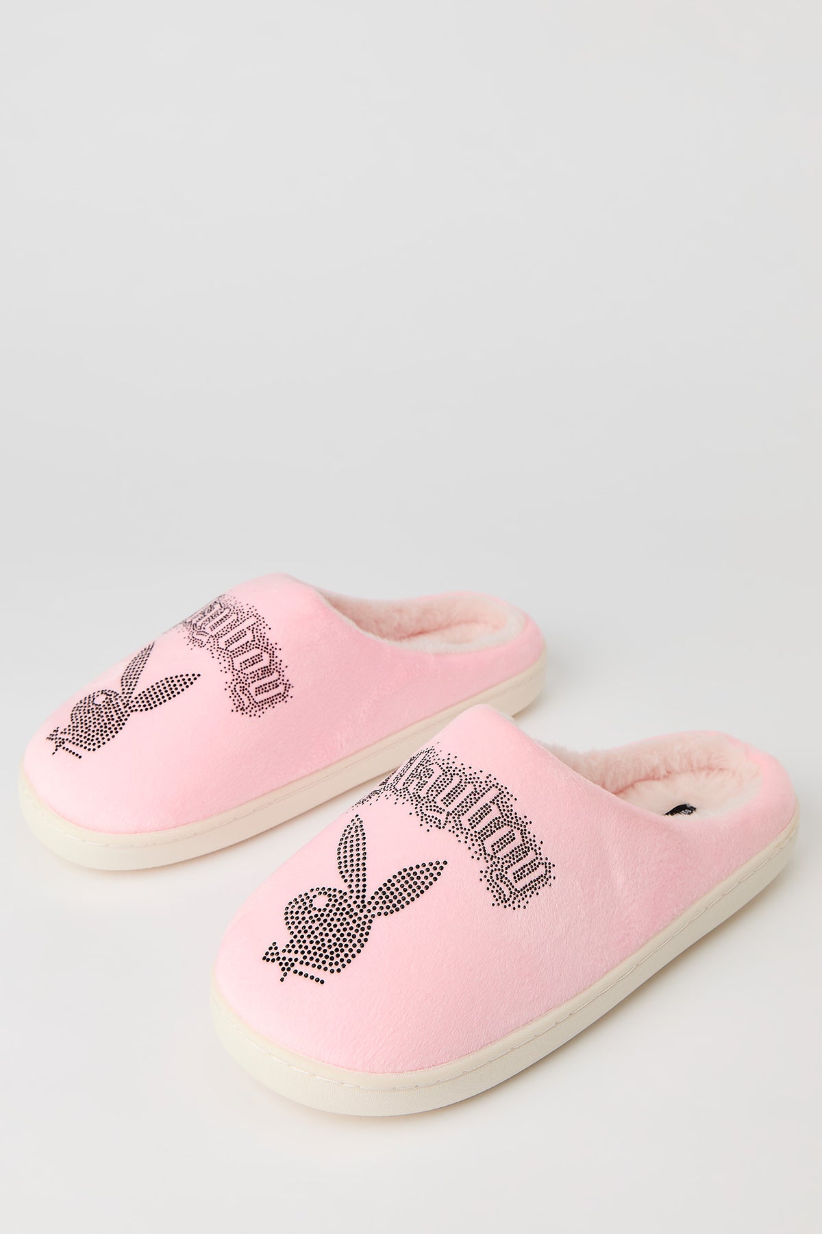 Playboy Rhinestone Faux Fur Slipper - Pink