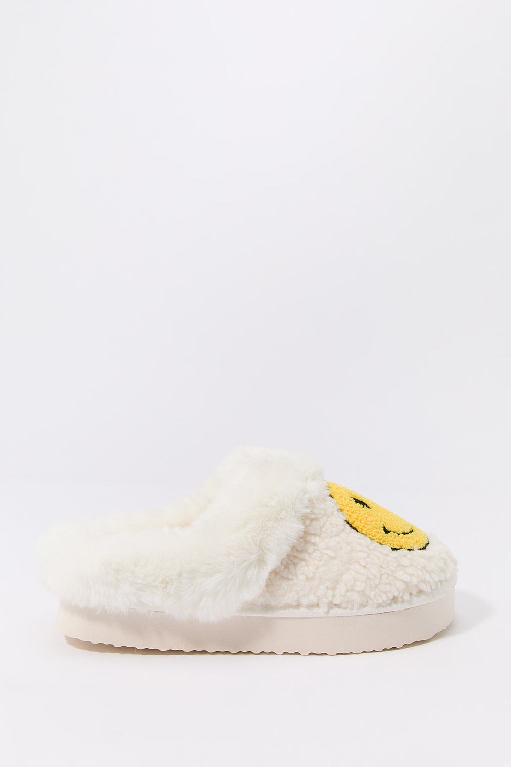 Faux Fur Collared Happy Face Slipper Faux Fur Collared Happy Face Slipper 2