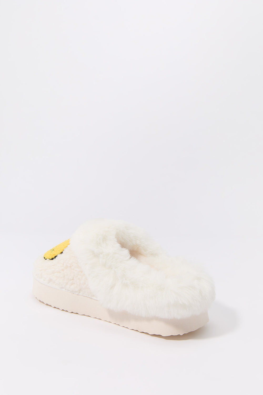 Faux Fur Collared Happy Face Slipper Faux Fur Collared Happy Face Slipper 4