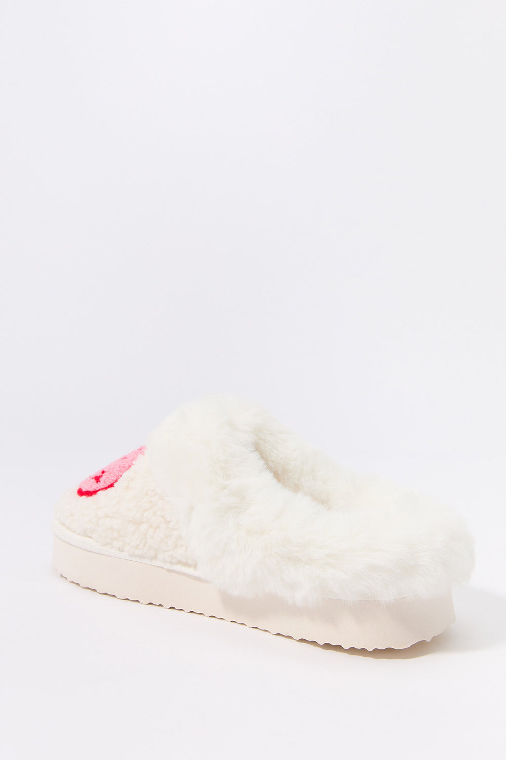 Faux Fur Collared Happy Face Slipper Faux Fur Collared Happy Face Slipper 7