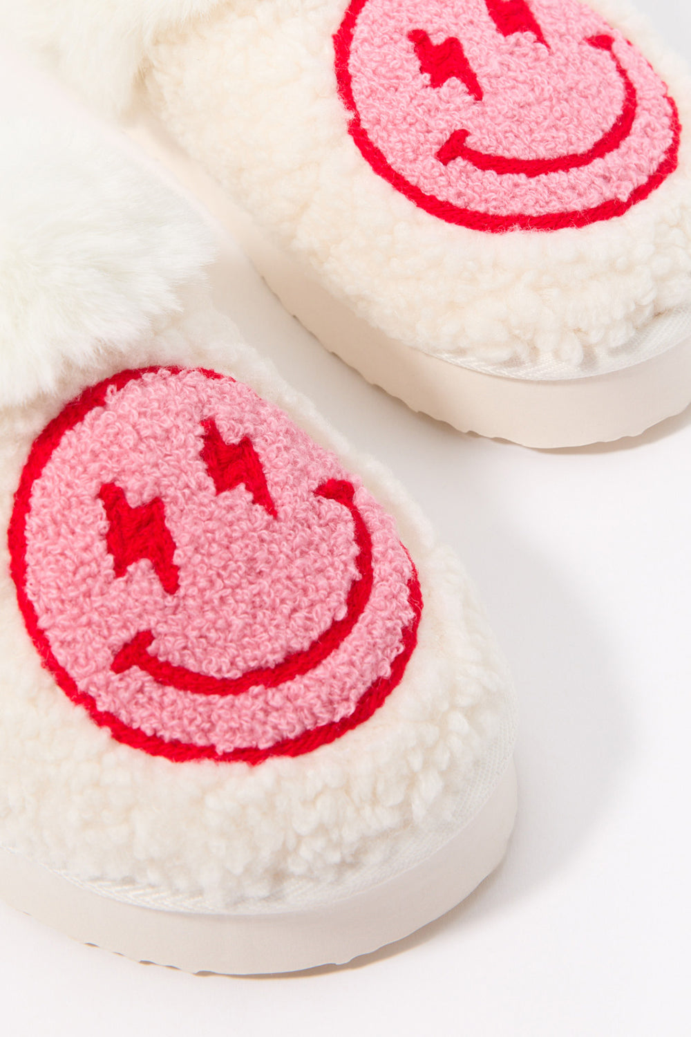 Faux Fur Collared Happy Face Slipper Faux Fur Collared Happy Face Slipper 8