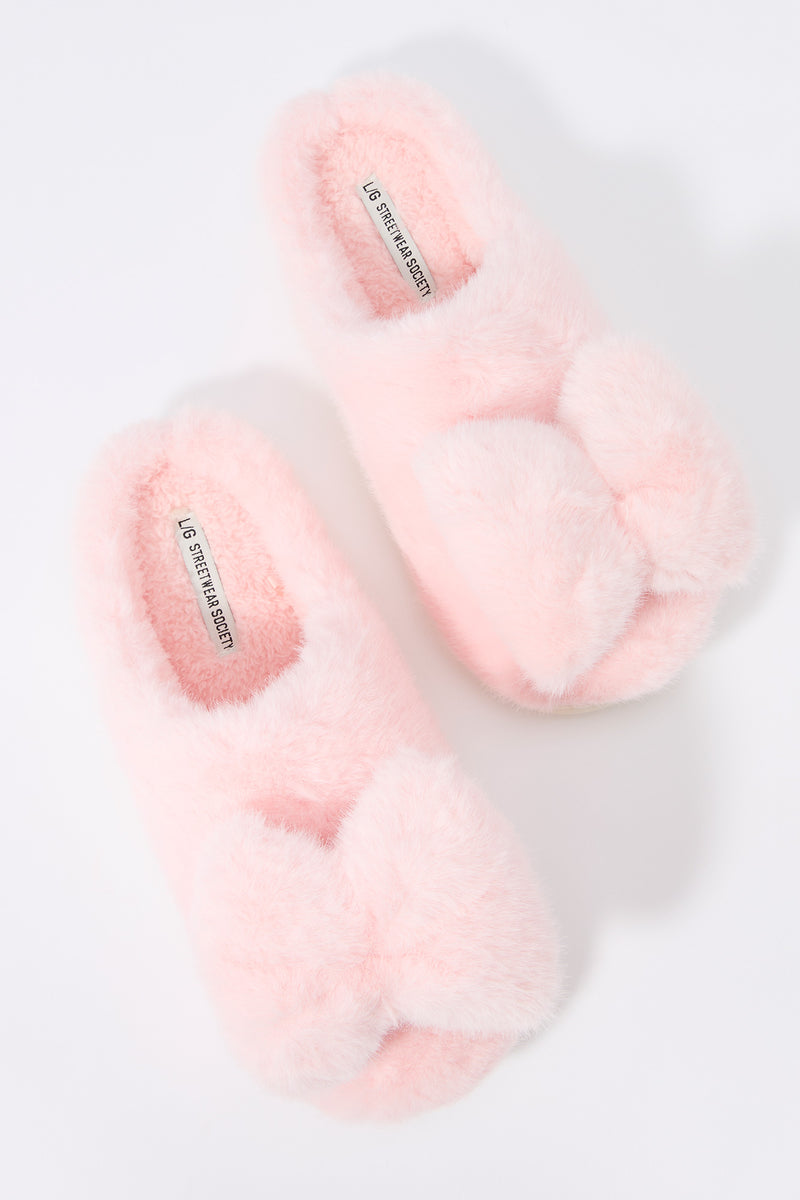 Faux Fur Bow Slipper