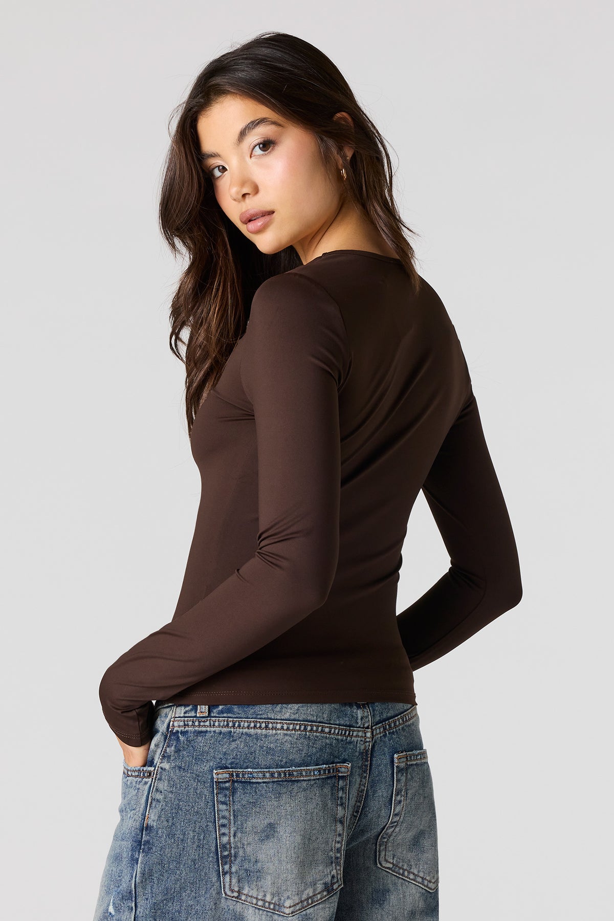 Alt View 14. Luxe Heavy Contour Long Sleeve Top - Light Blue
