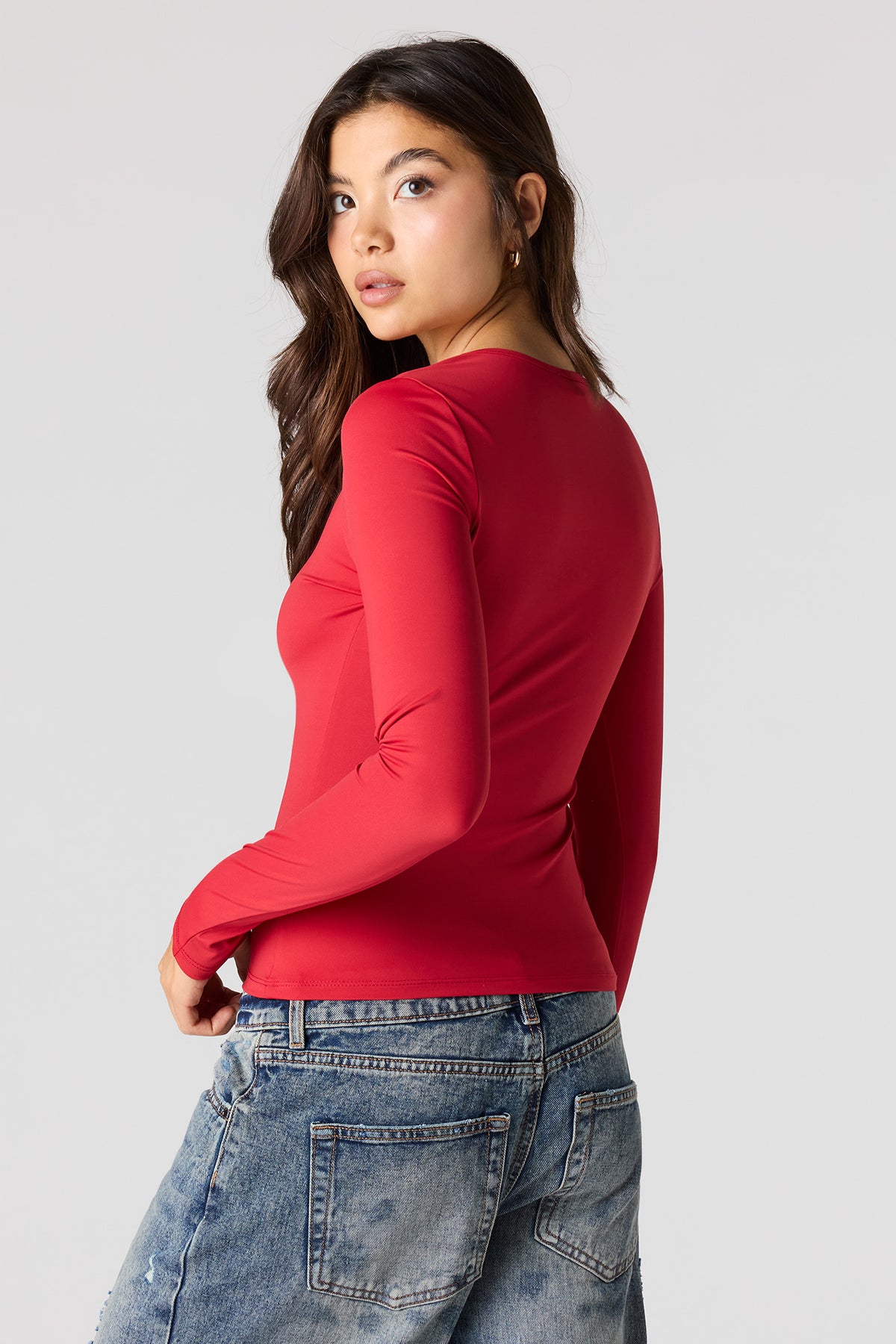 Alt View 18. Luxe Heavy Contour Long Sleeve Top - Light Blue
