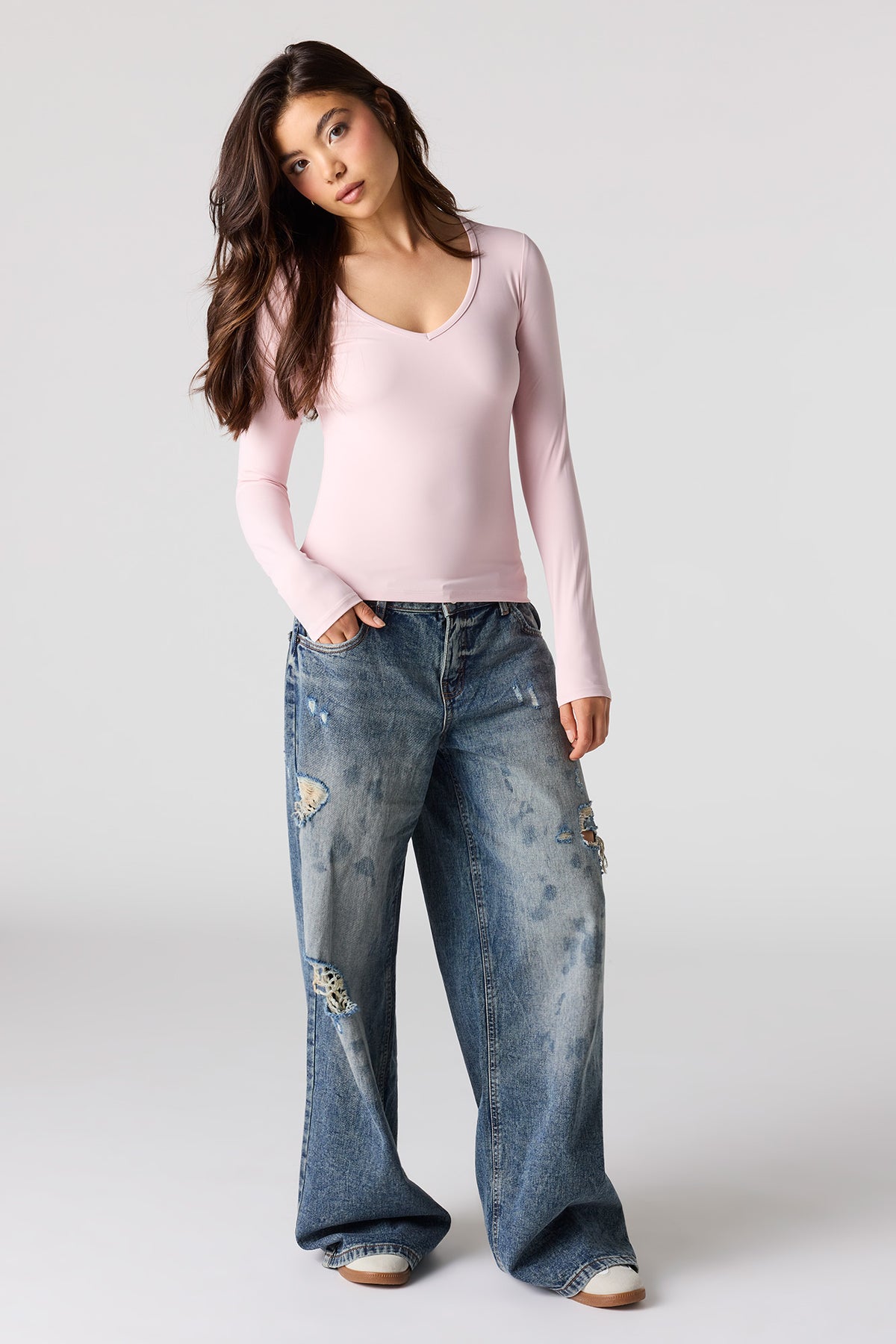 Alt View 23. Luxe Heavy Contour Long Sleeve Top - Light Blue