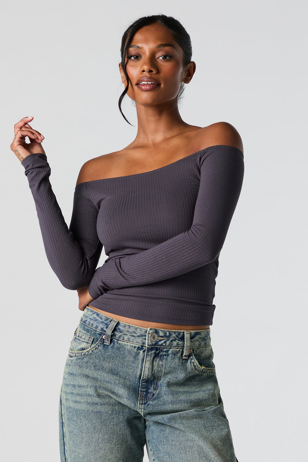 Ribbed Off Shoulder Long Sleeve Top Ribbed Off Shoulder Long Sleeve Top 8