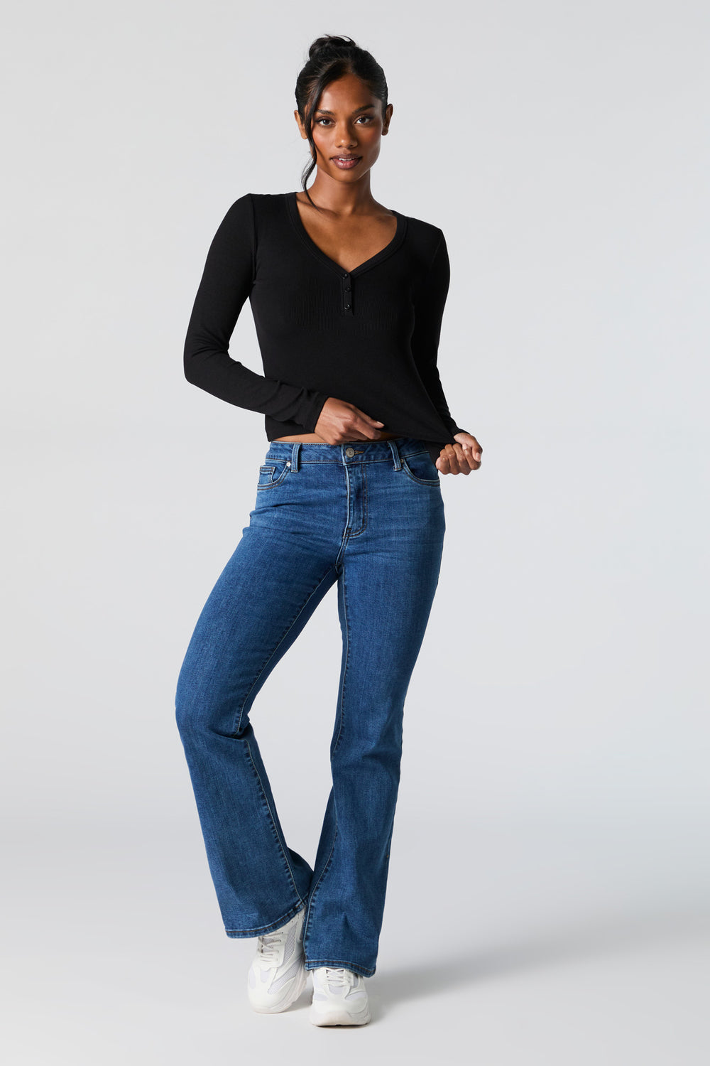 Ribbed Henley Long Sleeve Top Ribbed Henley Long Sleeve Top 6