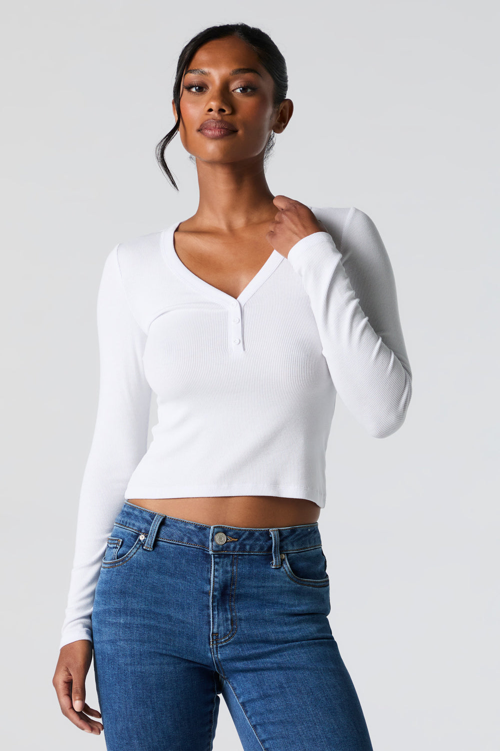 Ribbed Henley Long Sleeve Top Ribbed Henley Long Sleeve Top 10