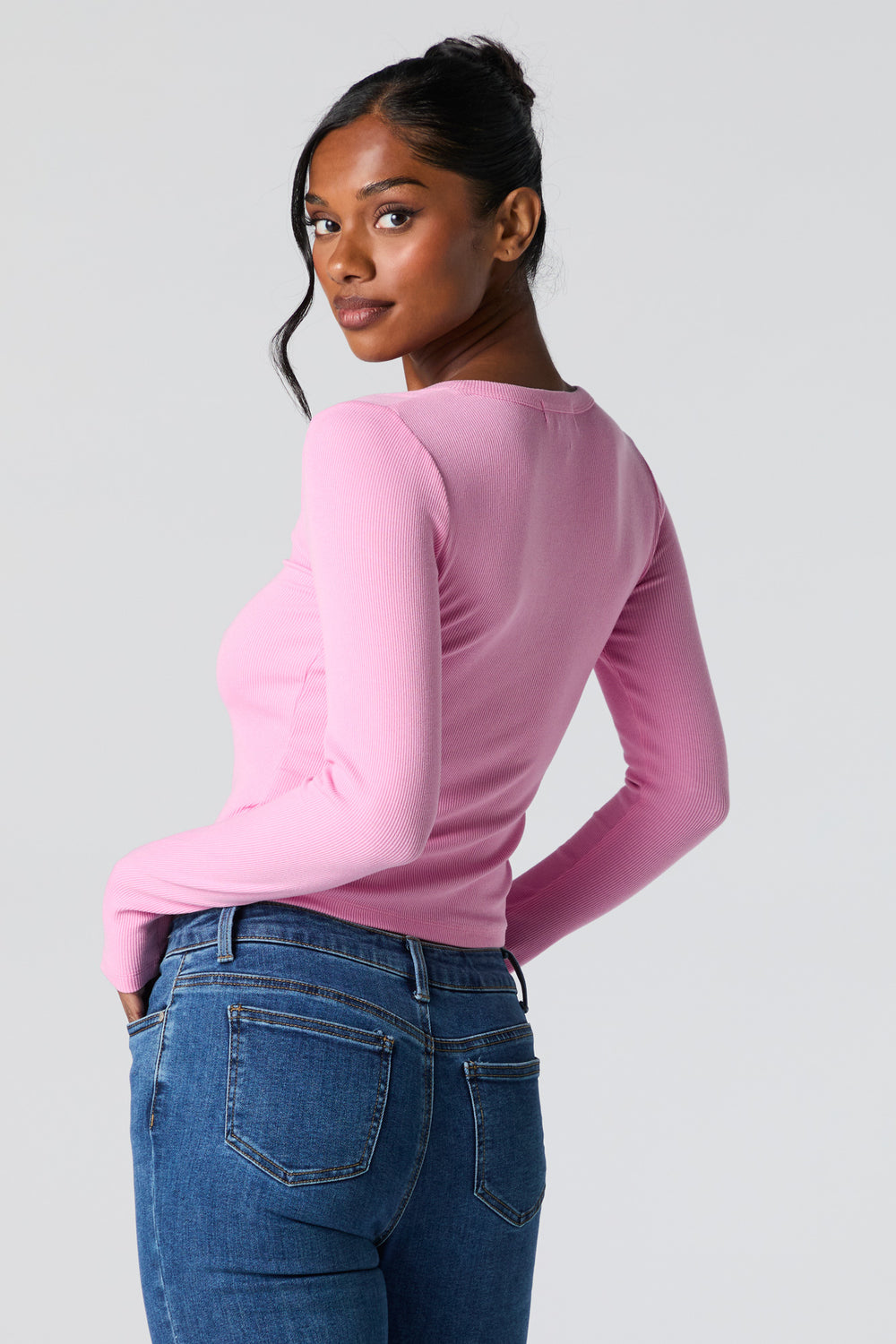 Ribbed Henley Long Sleeve Top Ribbed Henley Long Sleeve Top 14