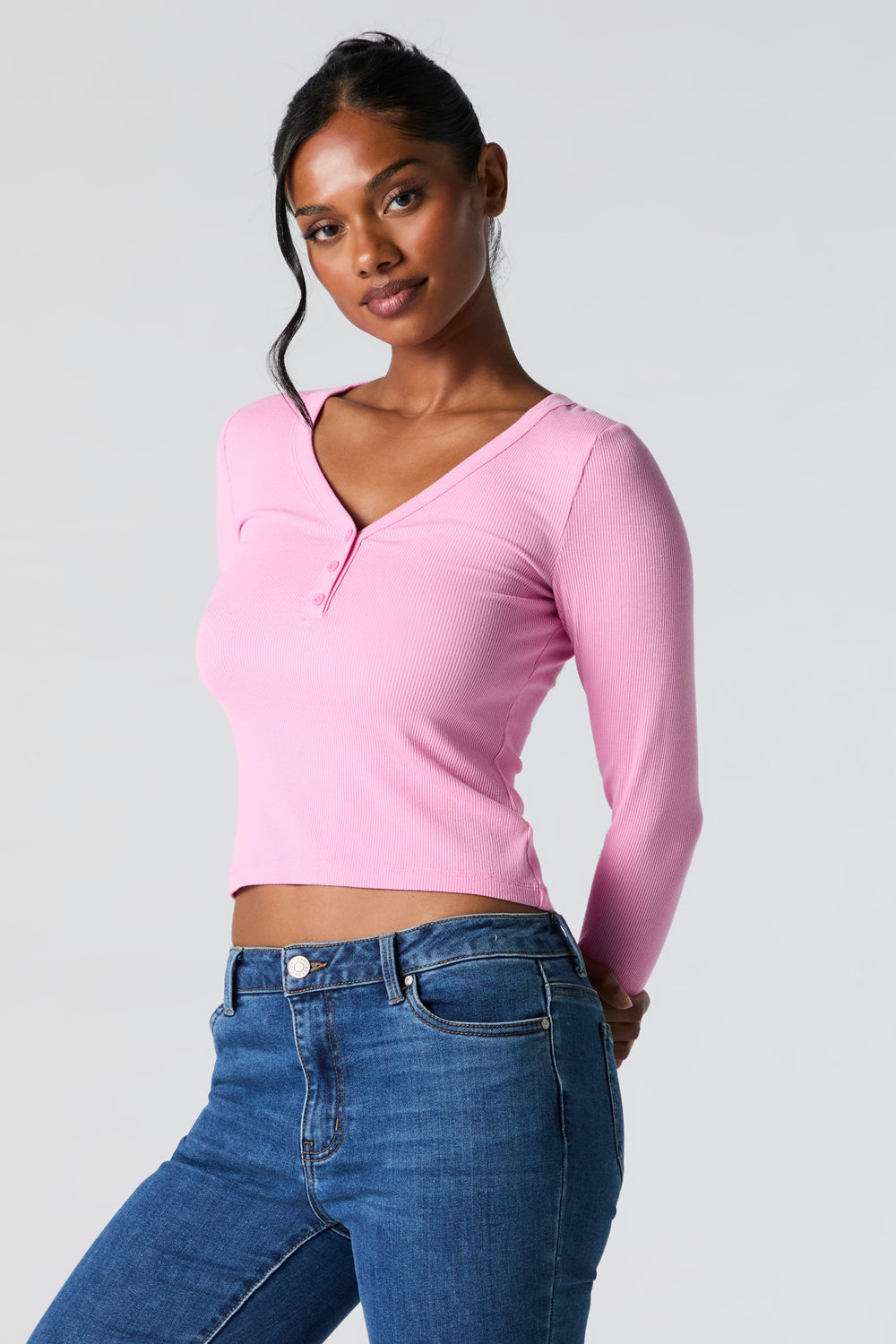 Ribbed Henley Long Sleeve Top Ribbed Henley Long Sleeve Top 13