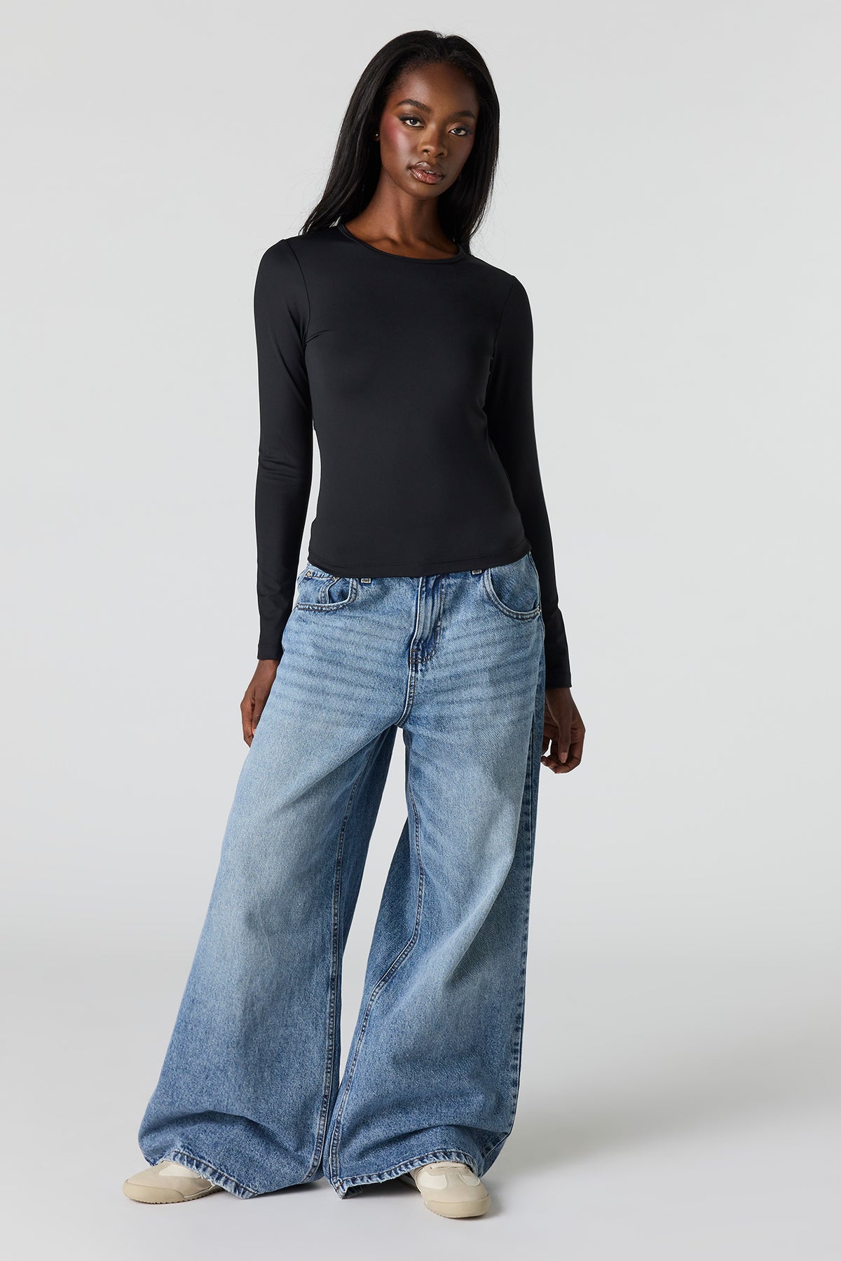 Alt View 3. Luxe Heavy Contour Long Sleeve Top - Black