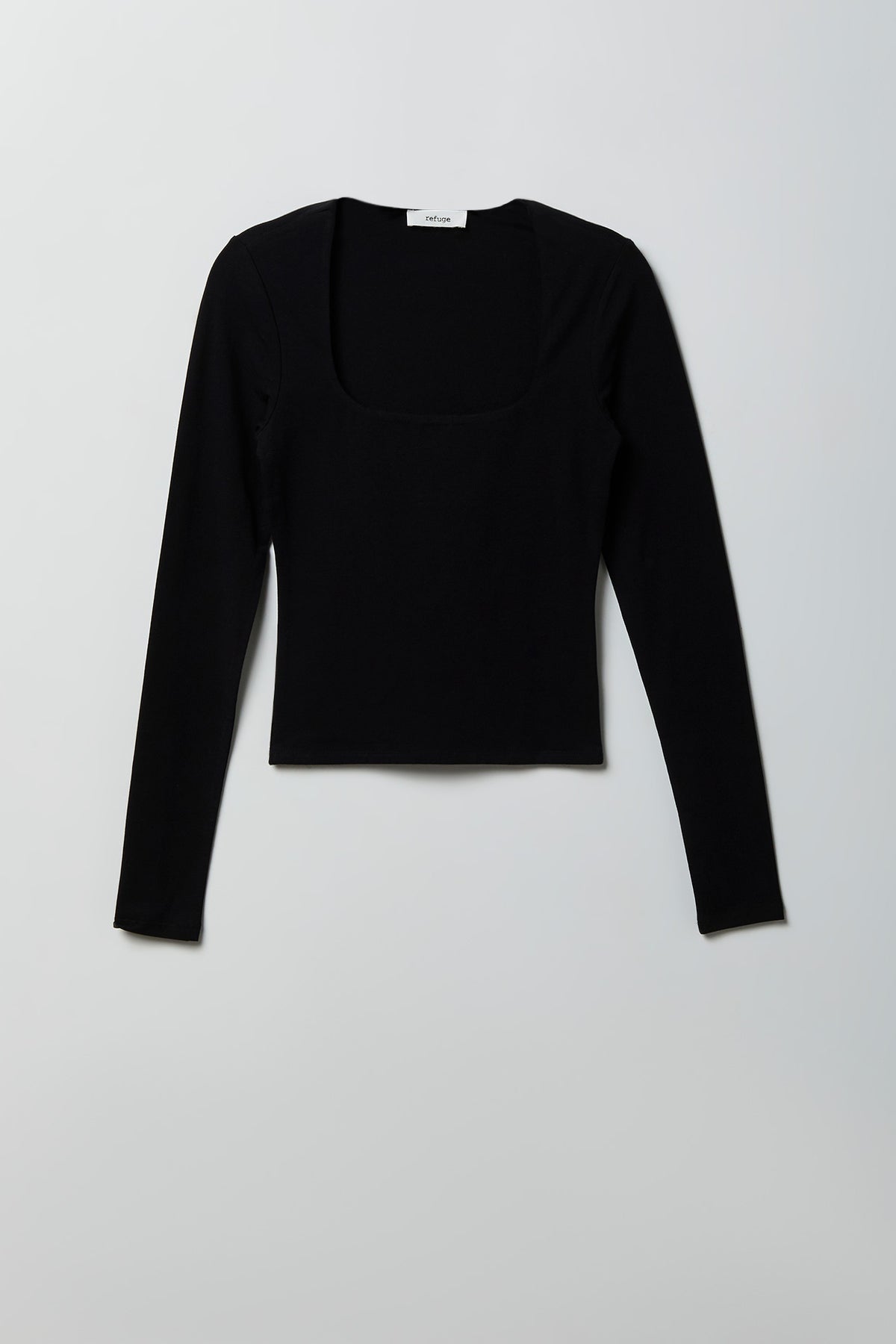 Soft Contour Square Neck Long Sleeve Top - Black