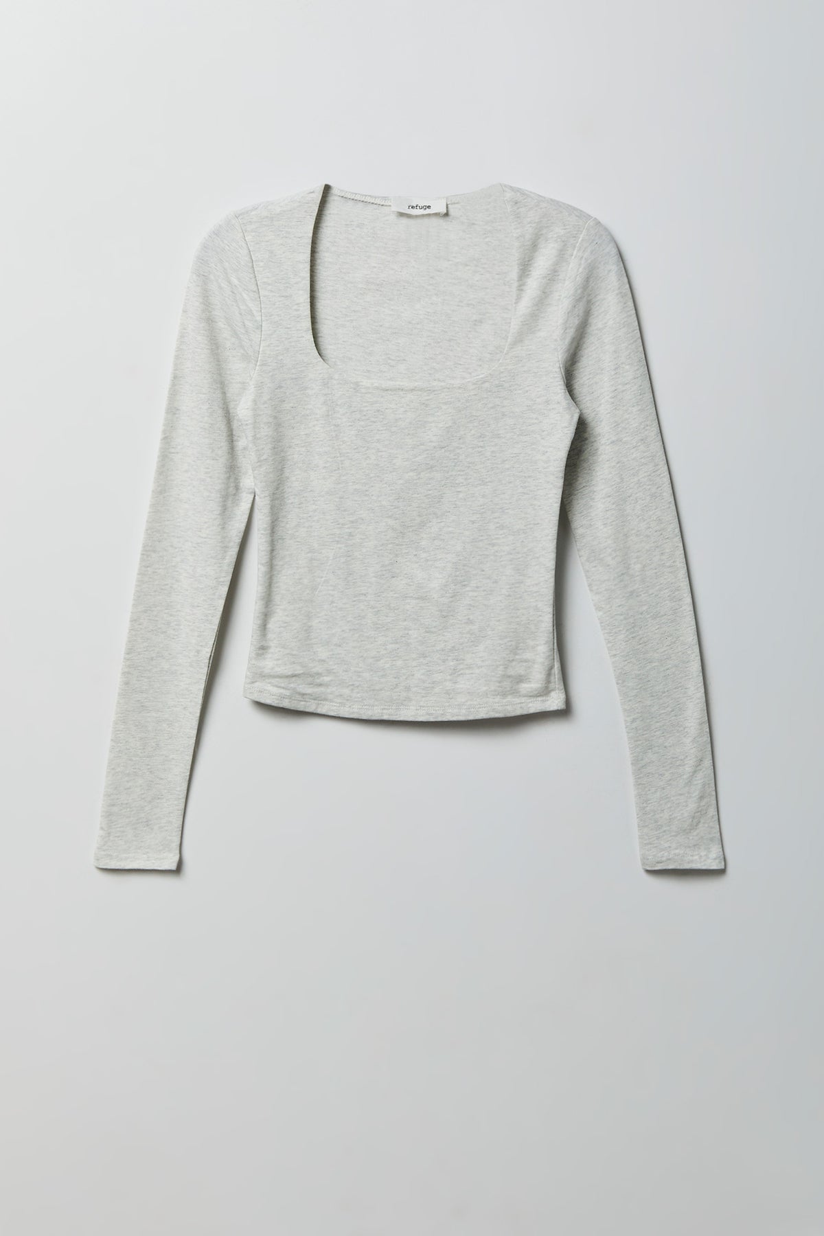 Soft Contour Square Neck Long Sleeve Top - Heather Grey