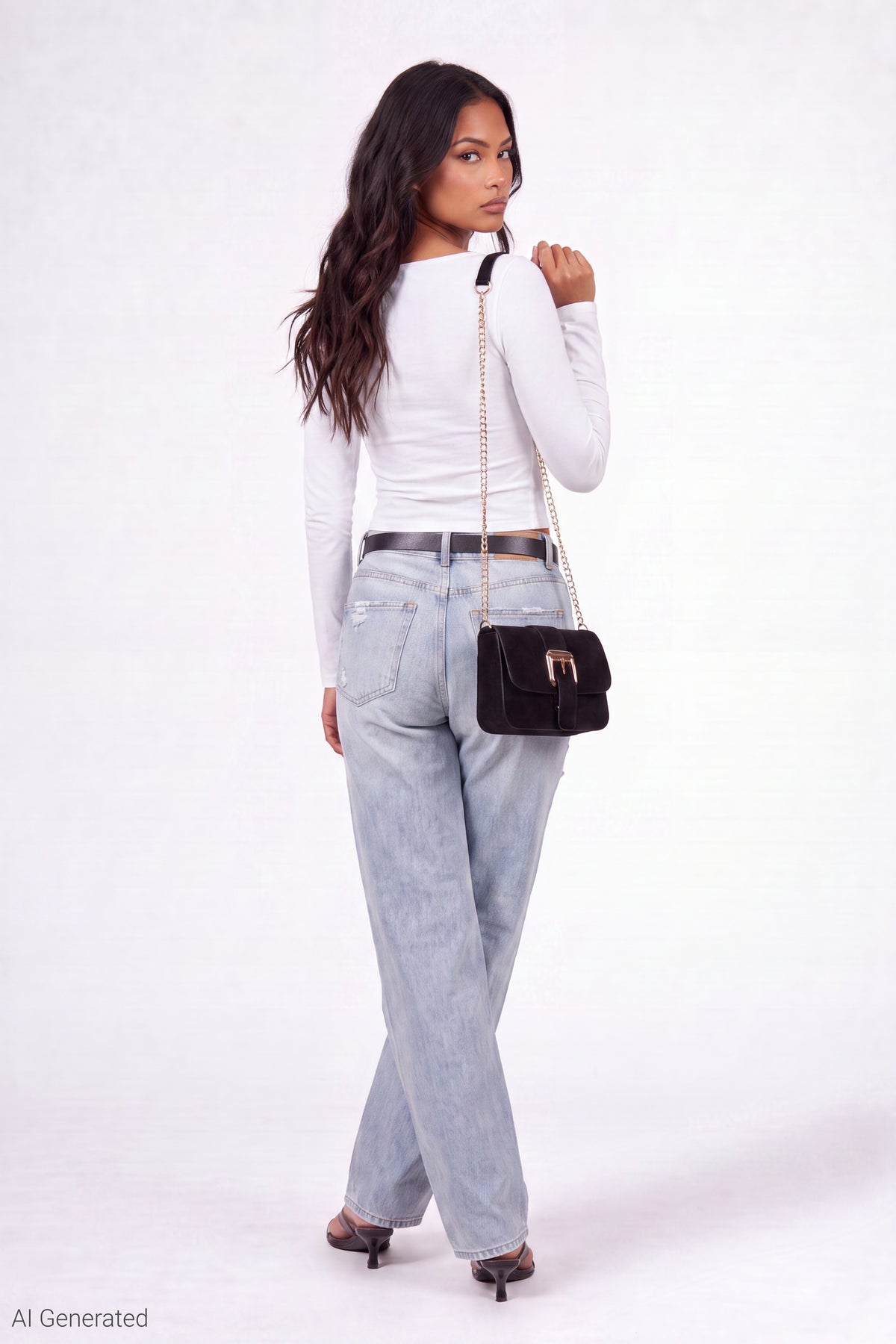 Alt View 3. Soft Contour Square Neck Long Sleeve Top - White