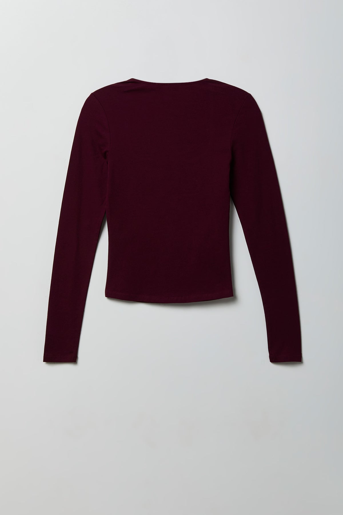 Alt View 2. Soft Contour Square Neck Long Sleeve Top - Burgundy