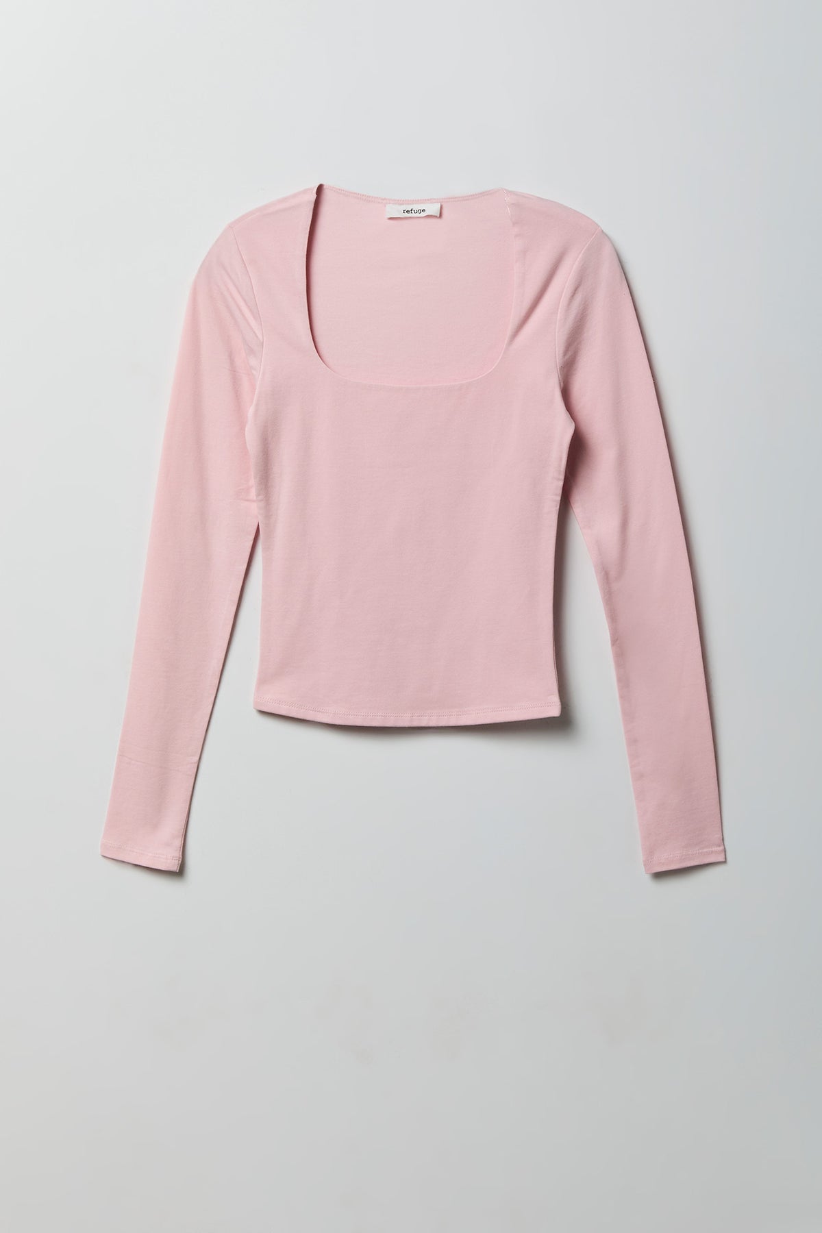 Soft Contour Square Neck Long Sleeve Top - Light Pink