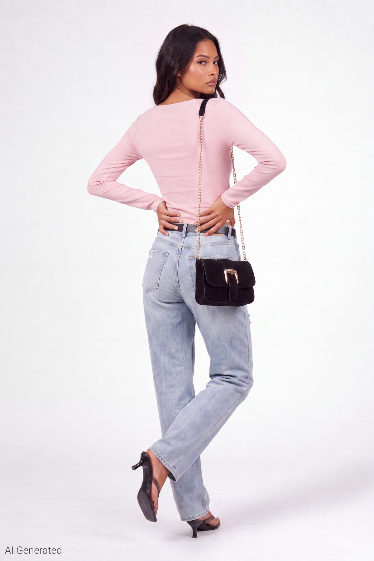 Alt View 3. Soft Contour Square Neck Long Sleeve Top - Light Pink